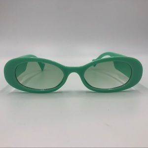 Futuristic Unisex Rounded Rectangular Green Sunglasses